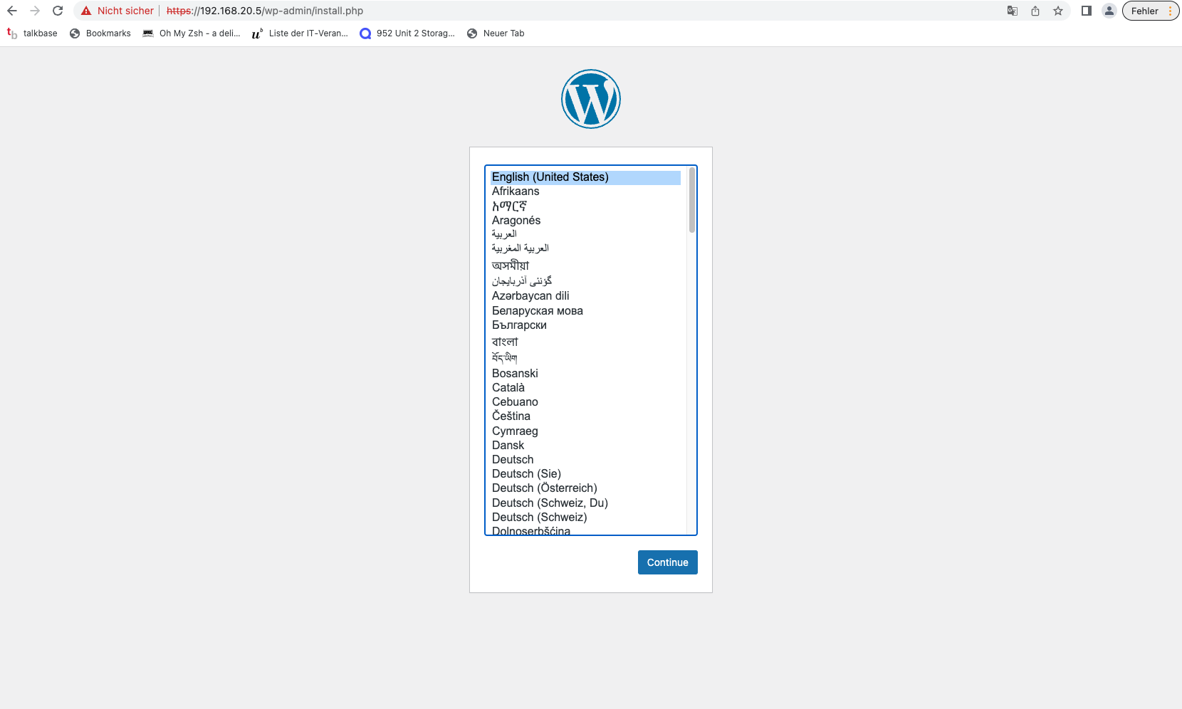 WordPress Sprache